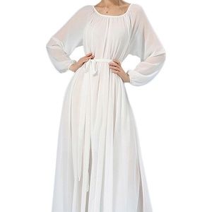 Loose Chiffon Long Maxi Dress with Belt